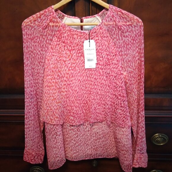 LK Bennett Pink Patterned Blouse - Picture 2 of 4